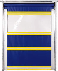 TMI, LLC - 12' Door Width x 12' Door Height PVC Solid with Vision Panel & In-Tube Motorized (Style) Roll Up Dock Screen - Blue/Yellow/Clear - Industrial Tool & Supply