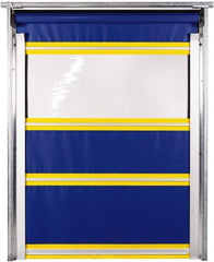 TMI, LLC - 10' Door Width x 12' Door Height PVC Solid with Vision Panel & In-Tube Motorized (Style) Roll Up Dock Screen - Blue/Yellow/Clear - Industrial Tool & Supply