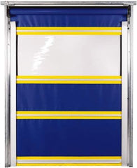 TMI, LLC - 10' Door Width x 10' Door Height PVC Solid with Vision Panel & In-Tube Motorized (Style) Roll Up Dock Screen - Blue/Yellow/Clear - Industrial Tool & Supply