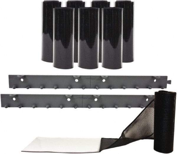 Aleco - 4' Door Width x 7' Door Height Vinyl Front Base Strip (Style) Mesh Insect Barrier - Black Top & Clear Bottom - Industrial Tool & Supply