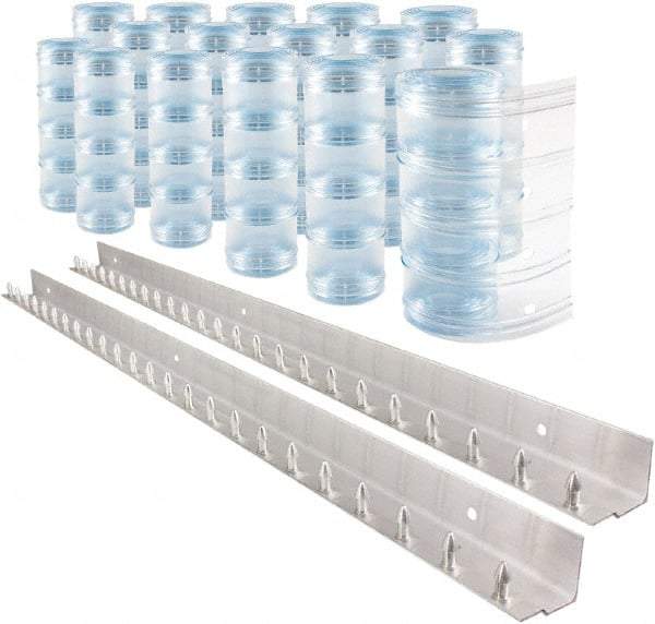 Aleco - 8' Door Width x 8' Door Height PVC Clear Ribbed Strip Door Kit - Clear - Industrial Tool & Supply