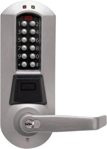 Kaba Access - Combination Entry with Key Override Lever Lockset for 1-3/8 to 2-1/4" Thick Doors - 2-3/4" Back Set, 6 or 7 Pin Length Best & Compatible (Core Not Included) Cylinder, Satin Chrome Finish - Industrial Tool & Supply