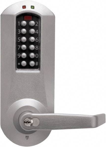 Kaba Access - Combination Entry with Key Override Lever Lockset for 1-3/8 to 2-1/4" Thick Doors - 2-3/4" Back Set, 6 or 7 Pin Length Best & Compatible (Core Not Included) Cylinder, Satin Chrome Finish - Industrial Tool & Supply