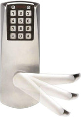 Kaba Access - Self Powered Lever Lockset for 1-3/8 to 2-1/4" Thick Doors - 2-3/4" Back Set, Nonkey Override Cylinder, Satin Chrome Finish - Industrial Tool & Supply