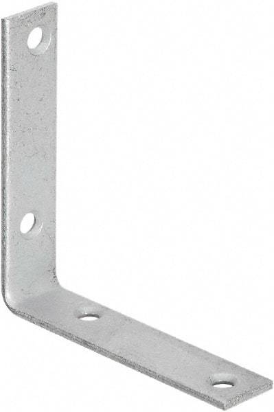 National Mfg. - 4" Long x 7/8" Wide, Galvanized Steel, Corner Brace - Galvanized - Industrial Tool & Supply