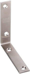 National Mfg. - 4" Long x 7/8" Wide, Stainless Steel, Corner Brace - Stainless Steel Coated - Industrial Tool & Supply