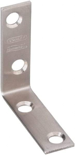 National Mfg. - 2" Long x 5/8" Wide, Stainless Steel, Corner Brace - Stainless Steel Coated - Industrial Tool & Supply