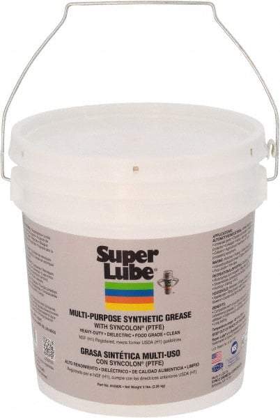 Synco Chemical - 5 Lb Pail Synthetic Lubricant w/PTFE General Purpose Grease - Translucent White, Food Grade, 450°F Max Temp, NLGIG 0, - Industrial Tool & Supply