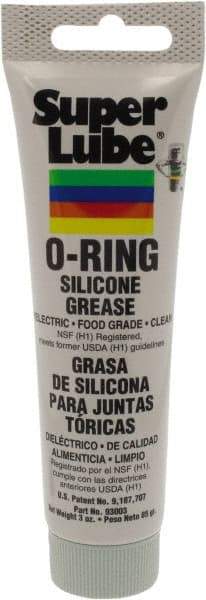 Synco Chemical - 3 oz Tube Silicone General Purpose Grease - Translucent White, Food Grade, 450°F Max Temp, NLGIG 2, - Industrial Tool & Supply