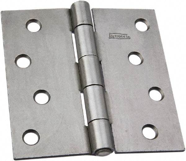 National Mfg. - 4" Wide x 4" High, Steel, Square Corner Residential Hinge - Zinc Plated - Industrial Tool & Supply