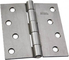 National Mfg. - 4" Wide x 4" High, Steel, Square Corner Residential Hinge - Zinc Plated - Industrial Tool & Supply