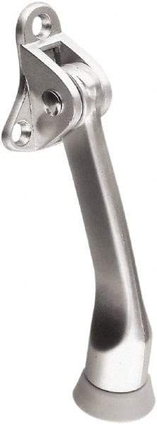 National Mfg. - 4" Projection Kickdown Door Stop - Door Mount, Satin Chrome Finish - Industrial Tool & Supply