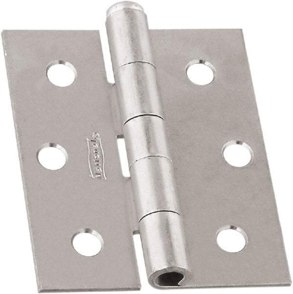 National Mfg. - 3" Long x 2-1/2" Wide, Non-Spring/Non Self-Closing Hinge - Steel, Zinc Plated Finish - Industrial Tool & Supply