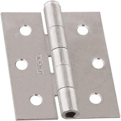 National Mfg. - 3" Long x 2-1/2" Wide, Non-Spring/Non Self-Closing Hinge - Steel, Zinc Plated Finish - Industrial Tool & Supply