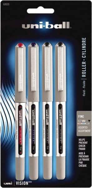 Uni-Ball - Roller Ball 0.7mm Stick Pen - Black, Red & Blue - Industrial Tool & Supply