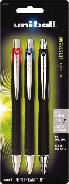 Uni-Ball - Roller Ball 1mm Retractable Pen - Black, Red & Blue - Industrial Tool & Supply