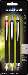 Uni-Ball - Roller Ball 1mm Retractable Pen - Black, Red & Blue - Industrial Tool & Supply