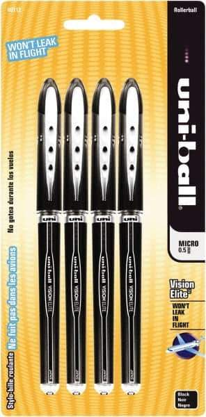 Uni-Ball - Roller Ball 0.5mm Stick Pen - Black - Industrial Tool & Supply