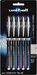 Uni-Ball - Roller Ball 0.5mm Stick Pen - Brown & Black, Green & Black, Purple & Black, Red & Black, Blue & Black - Industrial Tool & Supply