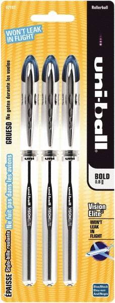 Uni-Ball - Roller Ball 0.8mm Stick Pen - Blue & Black - Industrial Tool & Supply