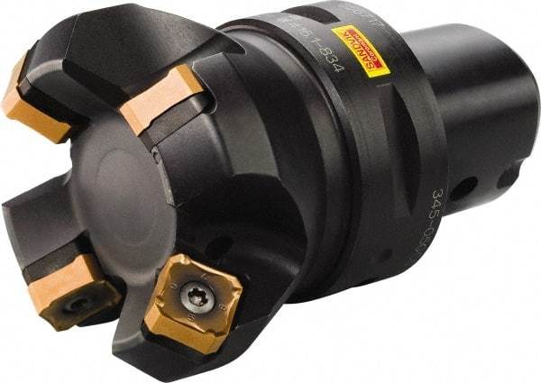 Sandvik Coromant - 80mm Cut Diam, 80mm Arbor Hole, 6mm Max Depth of Cut, 45° Indexable Chamfer & Angle Face Mill - 6 Inserts, 345R-13T5 Insert, Right Hand Cut, Through Coolant, Series CoroMill 345 - Industrial Tool & Supply