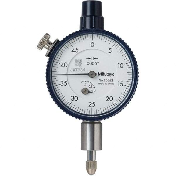 Mitutoyo - 1/8" Range, 0-50 Dial Reading, 0.0005" Graduation Dial Drop Indicator - 40mm Dial, 0.05" Range per Revolution, 0.0005" Accuracy, Revolution Counter - Industrial Tool & Supply
