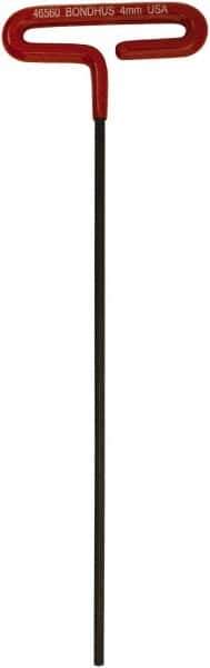Bondhus - 4mm Hex, T-Handle Cushion Grip, Hex Key - 246mm OAL, Metric System of Measurement - Industrial Tool & Supply