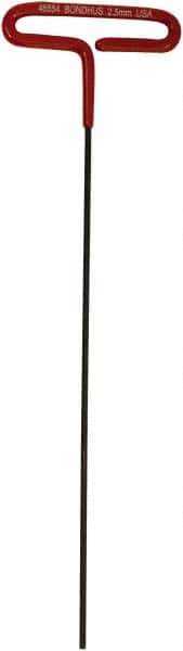 Bondhus - 2.5mm Hex, T-Handle Cushion Grip, Hex Key - 243mm OAL, Metric System of Measurement - Industrial Tool & Supply