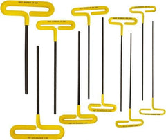Bondhus - 10 Piece T-Handle Cushion Grip Hex Key Set - Hex Range 3/32 to 3/8" - Industrial Tool & Supply
