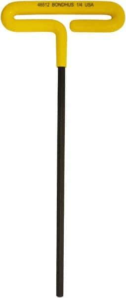 Bondhus - 1/4" Hex, T-Handle Cushion Grip, Hex Key - 251mm OAL, Inch System of Measurement - Industrial Tool & Supply