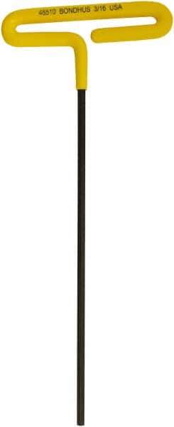 Bondhus - 3/16" Hex, T-Handle Cushion Grip, Hex Key - 248mm OAL, Inch System of Measurement - Industrial Tool & Supply