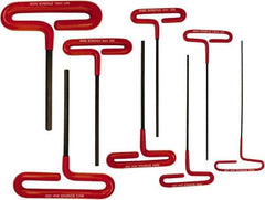 Bondhus - 8 Piece T-Handle Cushion Grip Hex Key Set - Hex Range 2 to 10mm - Industrial Tool & Supply