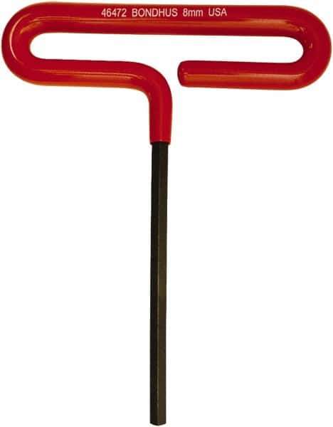 Bondhus - 8mm Hex, T-Handle Cushion Grip, Hex Key - 187mm OAL, Metric System of Measurement - Industrial Tool & Supply