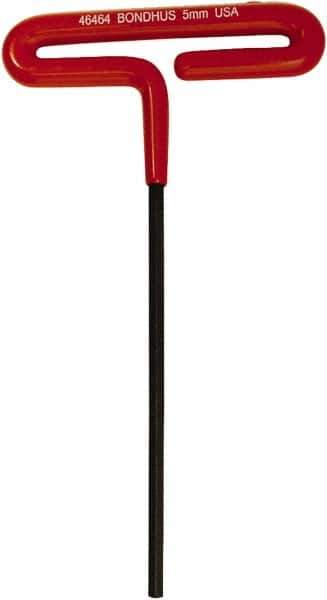 Bondhus - 5mm Hex, T-Handle Cushion Grip, Hex Key - 172mm OAL, Metric System of Measurement - Industrial Tool & Supply