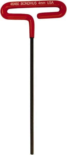 Bondhus - 4mm Hex, T-Handle Cushion Grip, Hex Key - 170mm OAL, Metric System of Measurement - Industrial Tool & Supply
