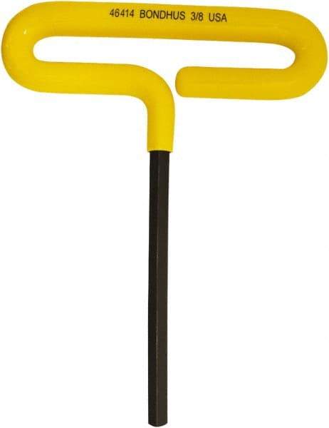 Bondhus - 3/8" Hex, T-Handle Cushion Grip, Hex Key - 191mm OAL, Inch System of Measurement - Industrial Tool & Supply