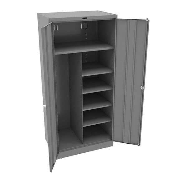 Tennsco - 6 Shelf Combination Storage Cabinet - Steel, 36" Wide x 24" Deep x 78" High, Medium Gray - Industrial Tool & Supply
