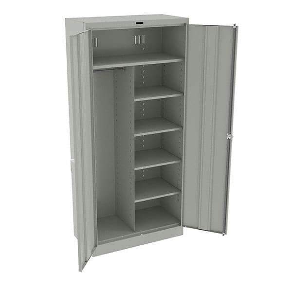 Tennsco - 6 Shelf Combination Storage Cabinet - Steel, 36" Wide x 18" Deep x 78" High, Light Gray - Industrial Tool & Supply