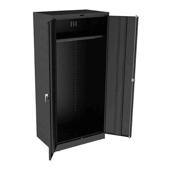 Tennsco - 2 Shelf Wardrobe Storage Cabinet - Steel, 36" Wide x 24" Deep x 78" High, Black - Industrial Tool & Supply