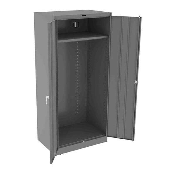 Tennsco - 2 Shelf Wardrobe Storage Cabinet - Steel, 36" Wide x 24" Deep x 78" High, Medium Gray - Industrial Tool & Supply