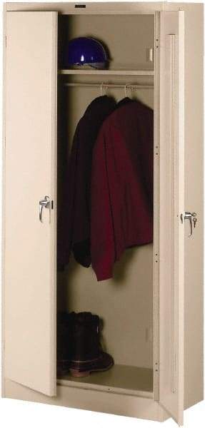 Tennsco - 2 Shelf Wardrobe Storage Cabinet - Steel, 36" Wide x 18" Deep x 78" High, Medium Gray - Industrial Tool & Supply
