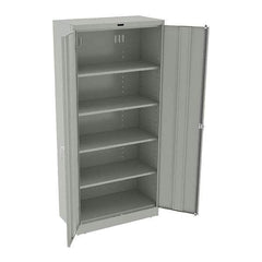 Tennsco - 5 Shelf Locking Storage Cabinet - Steel, 36" Wide x 18" Deep x 78" High, Light Gray - Industrial Tool & Supply