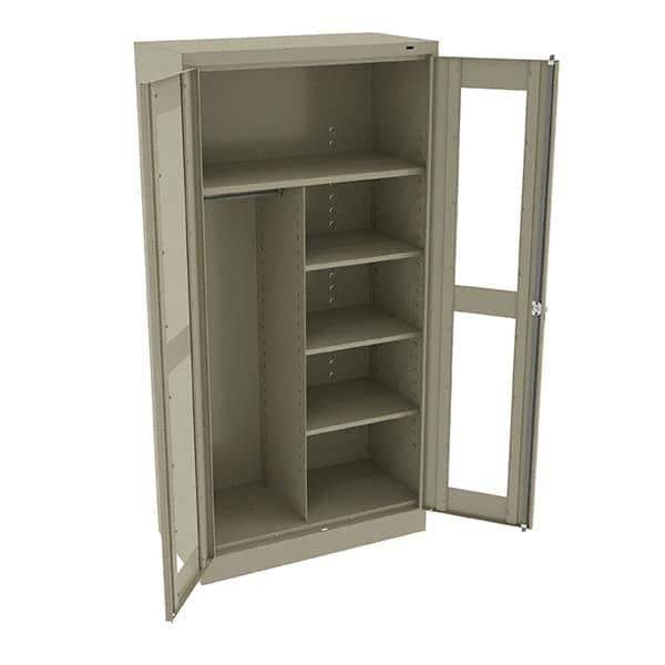Tennsco - 6 Shelf Combination Storage Cabinet - Steel, 36" Wide x 18" Deep x 72" High, Sand - Industrial Tool & Supply