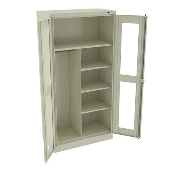 Tennsco - 6 Shelf Combination Storage Cabinet - Steel, 36" Wide x 18" Deep x 72" High, Champagne/Putty - Industrial Tool & Supply