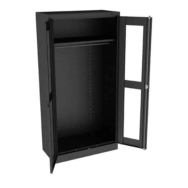 Tennsco - 2 Shelf Wardrobe Storage Cabinet - Steel, 36" Wide x 18" Deep x 72" High, Black - Industrial Tool & Supply