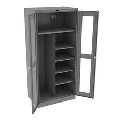 Tennsco - 6 Shelf Combination Storage Cabinet - Steel, 36" Wide x 24" Deep x 78" High, Medium Gray - Industrial Tool & Supply