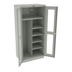 Tennsco - 6 Shelf Combination Storage Cabinet - Steel, 36" Wide x 24" Deep x 78" High, Light Gray - Industrial Tool & Supply