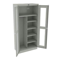 Tennsco - 6 Shelf Combination Storage Cabinet - Steel, 36" Wide x 18" Deep x 78" High, Light Gray - Industrial Tool & Supply