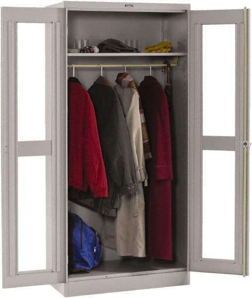 Tennsco - 2 Shelf Wardrobe Storage Cabinet - Steel, 36" Wide x 18" Deep x 78" High, Medium Gray - Industrial Tool & Supply