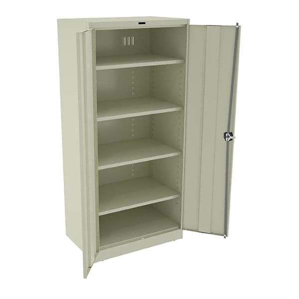 Tennsco - 5 Shelf Locking Storage Cabinet - Steel, 36" Wide x 24" Deep x 78" High, Champagne/Putty - Industrial Tool & Supply
